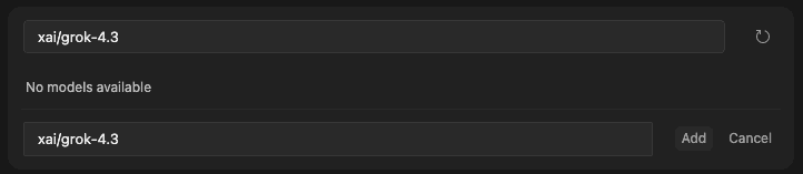 Champ pour ajouter un modèle dans Cursor